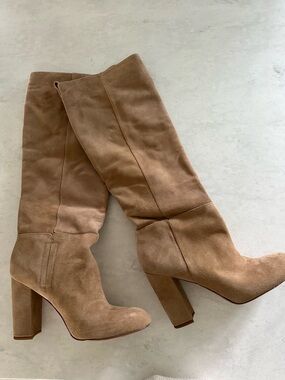 Sam Edelman Over-the-Knee Suede Block Heel Boots - Camel Tan Suede- Size 9